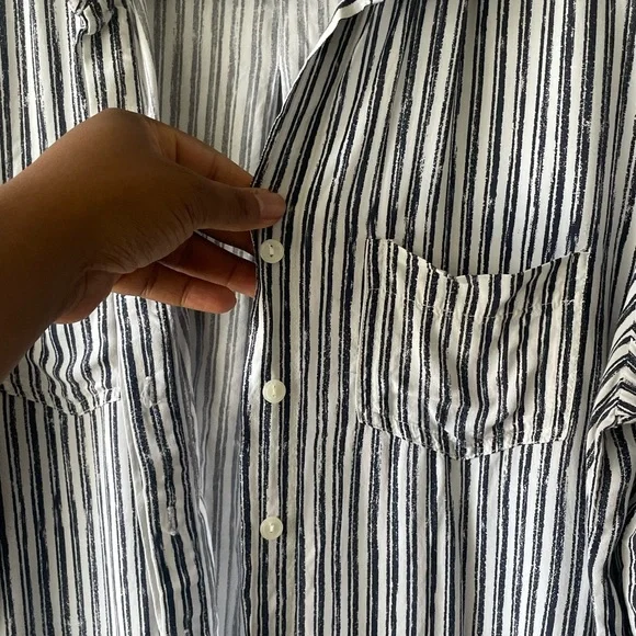 Velvet Heart Black and White Striped Button Down Shirt - Picture 6 of 9